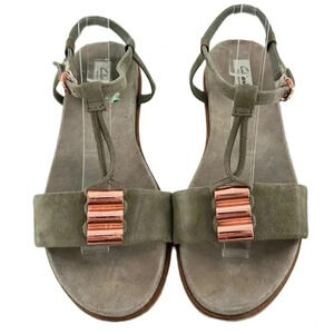 Clarks Narrative womens sandals size 7.5 38 olive green suede